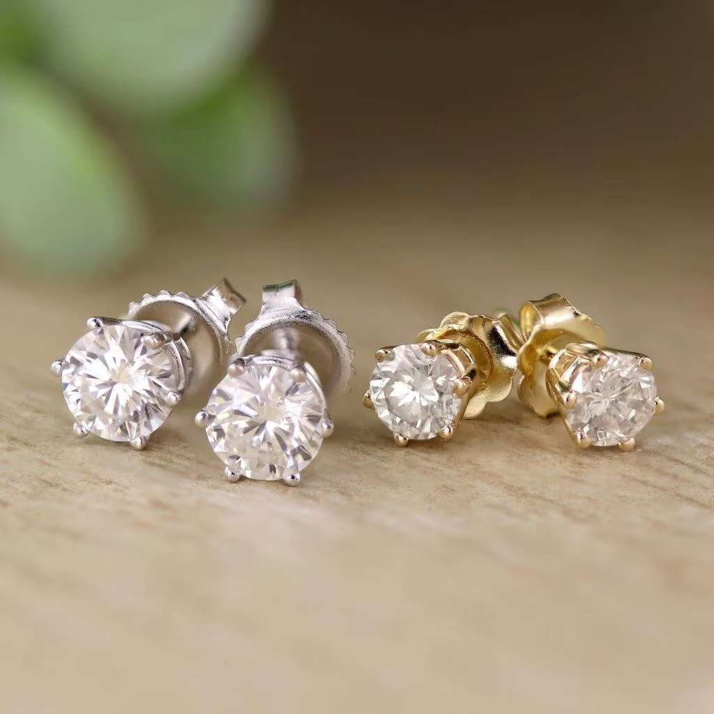 Fine Earring 14K Gold 1CT Lab Diamond Jewelry IGI Certificate Sparkle Luxury Earrings