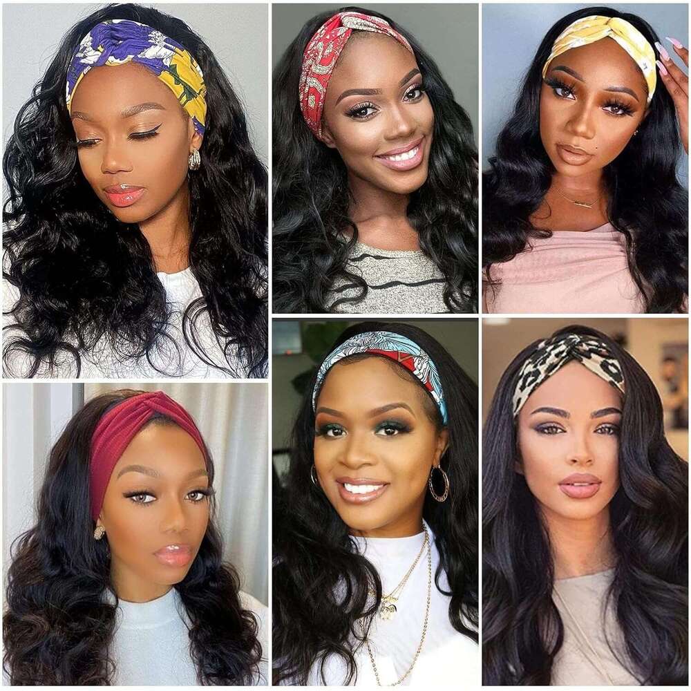 Body Wave Glueless Human Hair for black women human hair glueless, None Lace Front Wigs 180% Density Wear and Go Wig hine Made Headband Wigs(18in)