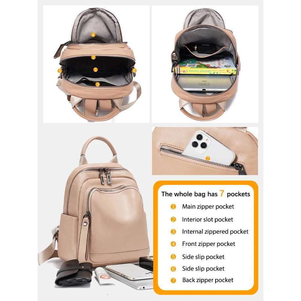 Zency 100% Genuine Leather Stylish Backpack Women Large Capacity Travel Rucksack New Knapsack For Ladies Satchel SchoolBag