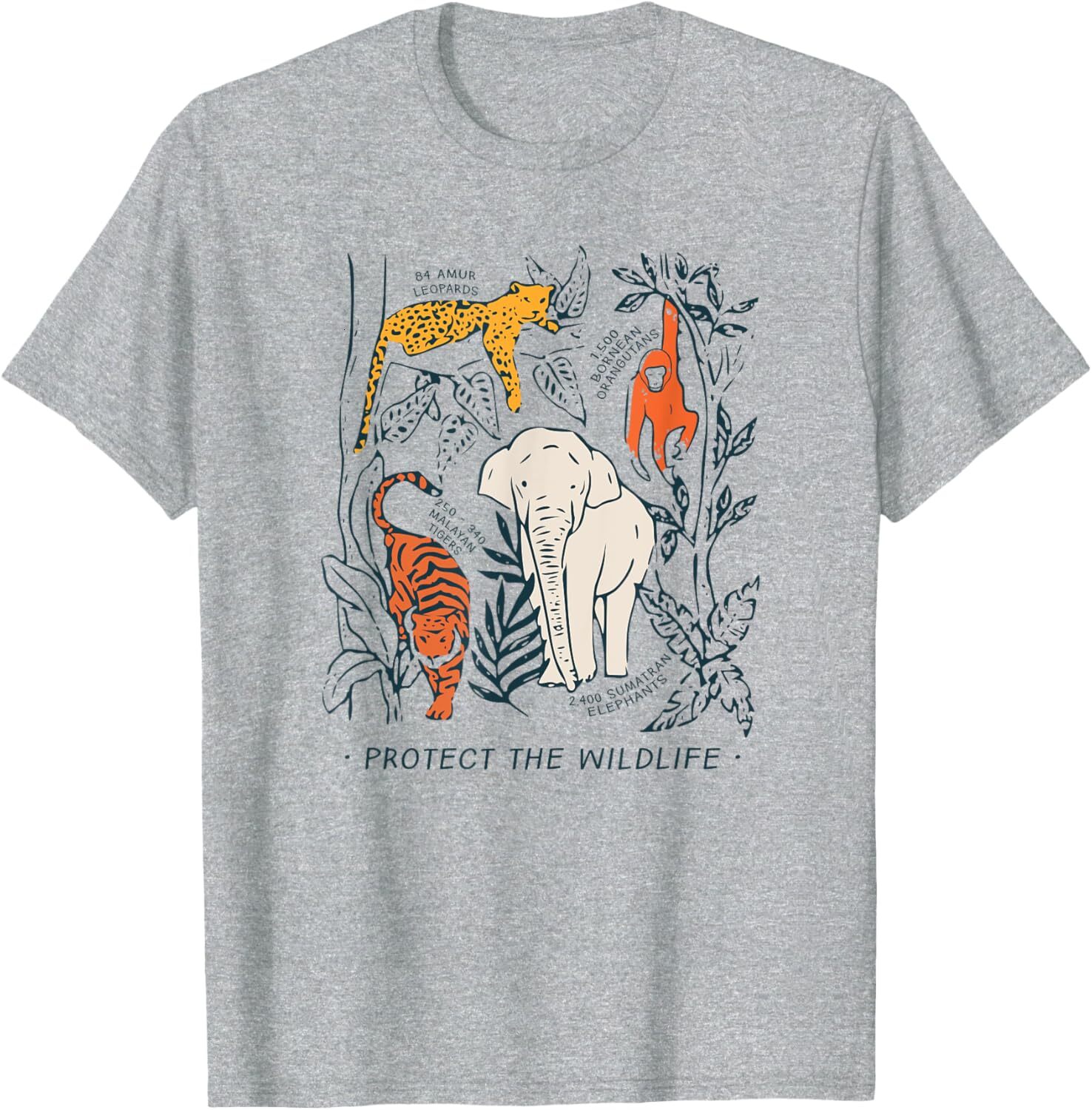 T shirt for Mens Protect The Wildlife Botanical Chart Shirt Endangered Animal Graphic Tee Casual Tops Clothes Short sleeve