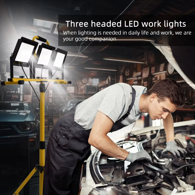 Led Spotlight Outdoor Three Heads LED Tripod Emergency Lamp Outdoor Lighting external LED focus work lights for garage work shop