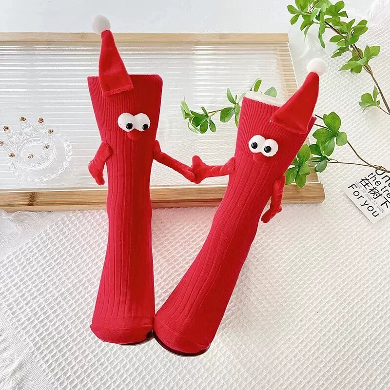 Christmas children's parent-child magnetic suction cute and funny cartoon doll dopamine pile socks, in hand trendy socks