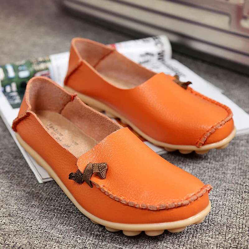 Leather Flat Bottom Ladies Casual Mom Soft Loafers Women S Shallow Summer Comfort Flats Nursing Shoes Female Ddmysaturn