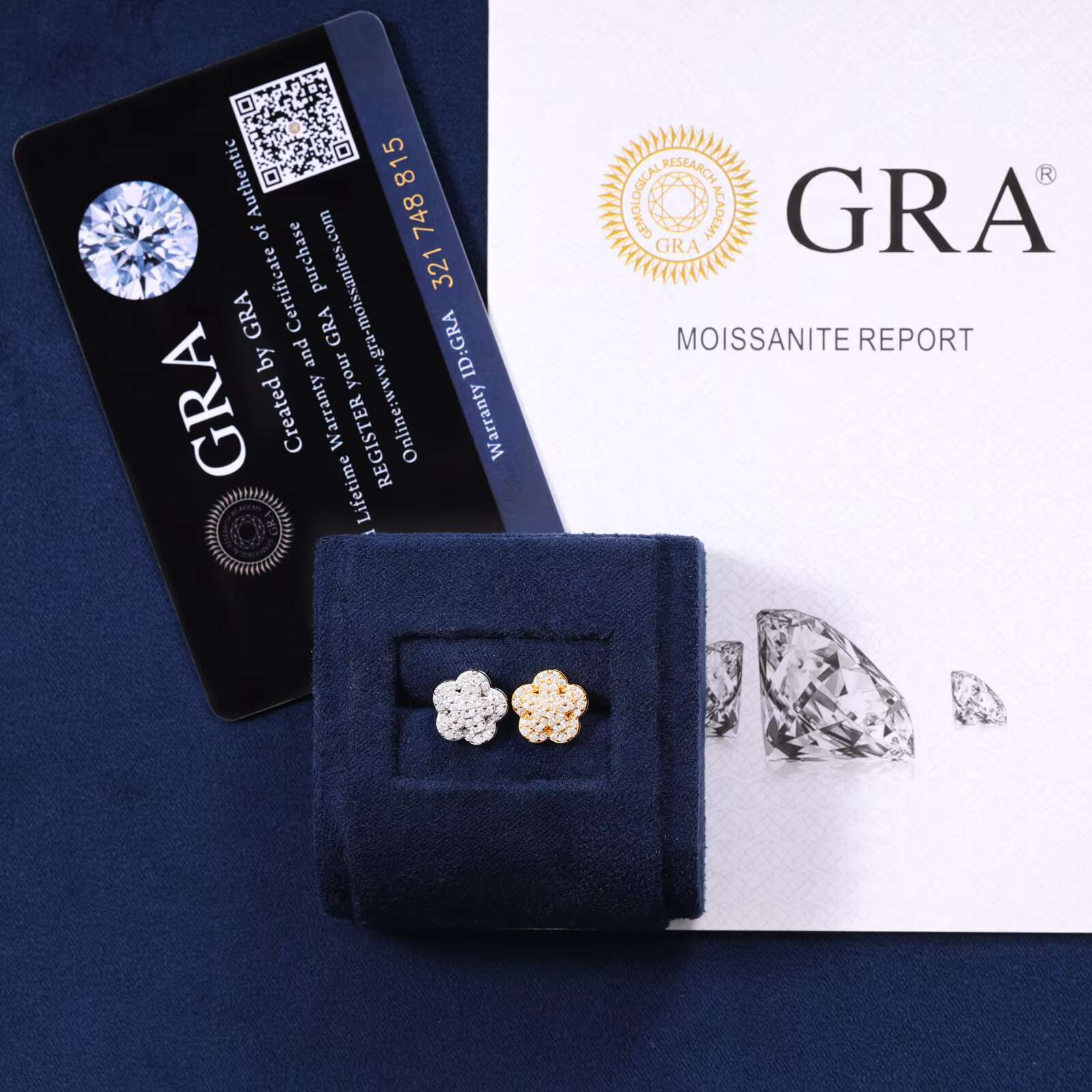 925 Sterling Silver Exquisite Flower Stud Earrings VVS D Moissanite With Gold Sparkling Jewelry for Gift