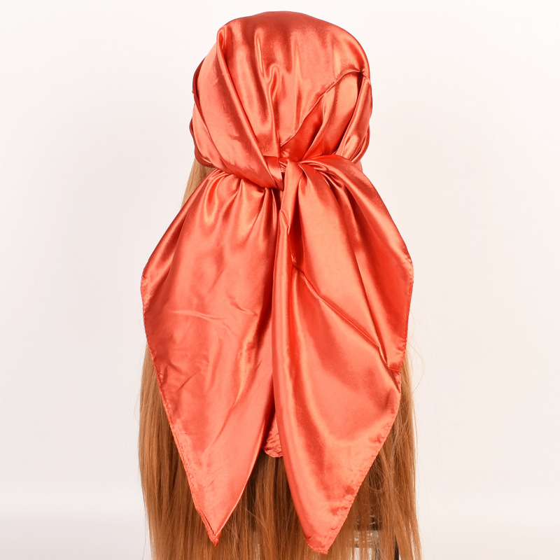 K577 Cross-border selection of pure color imitation silk large scarves wholesale women's scarves 90*90 satin versatile scarves