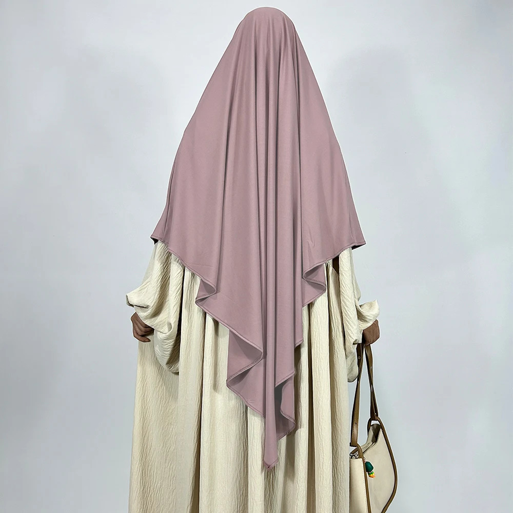 Premium Khimar Stretchy Breathable High Quality One Layer EID Ramadan Muslim Women Islamic Diamond Shape Prayer Hijab 250420