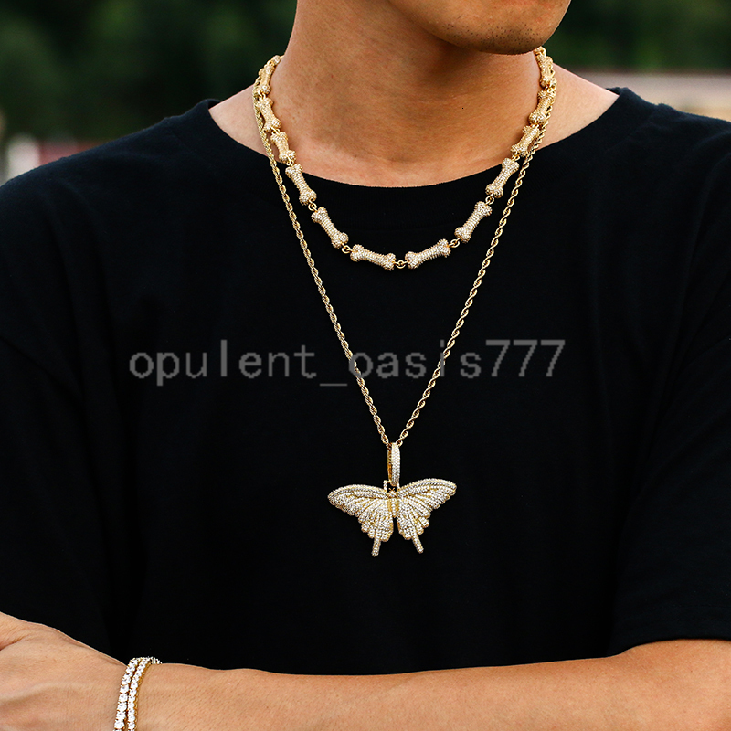 Custom New Arrive Popular Hip Hop Jewelry Iced Out Diamond Gold Plated Big Butterfly Pendant for Girls
