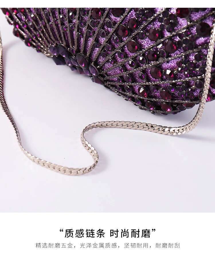 Purple Dia Elegant Clutch Minaudiere Bags Women Crystal Evening Bag Purses And Handbags Wedding Party Dinner Bolso Mujer