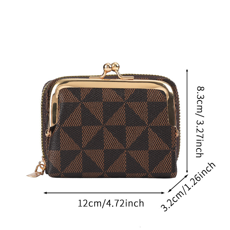 2025 New Diamond Bag Women's Printed Short Clip Coin Purse Joker Female Student Coin Purse