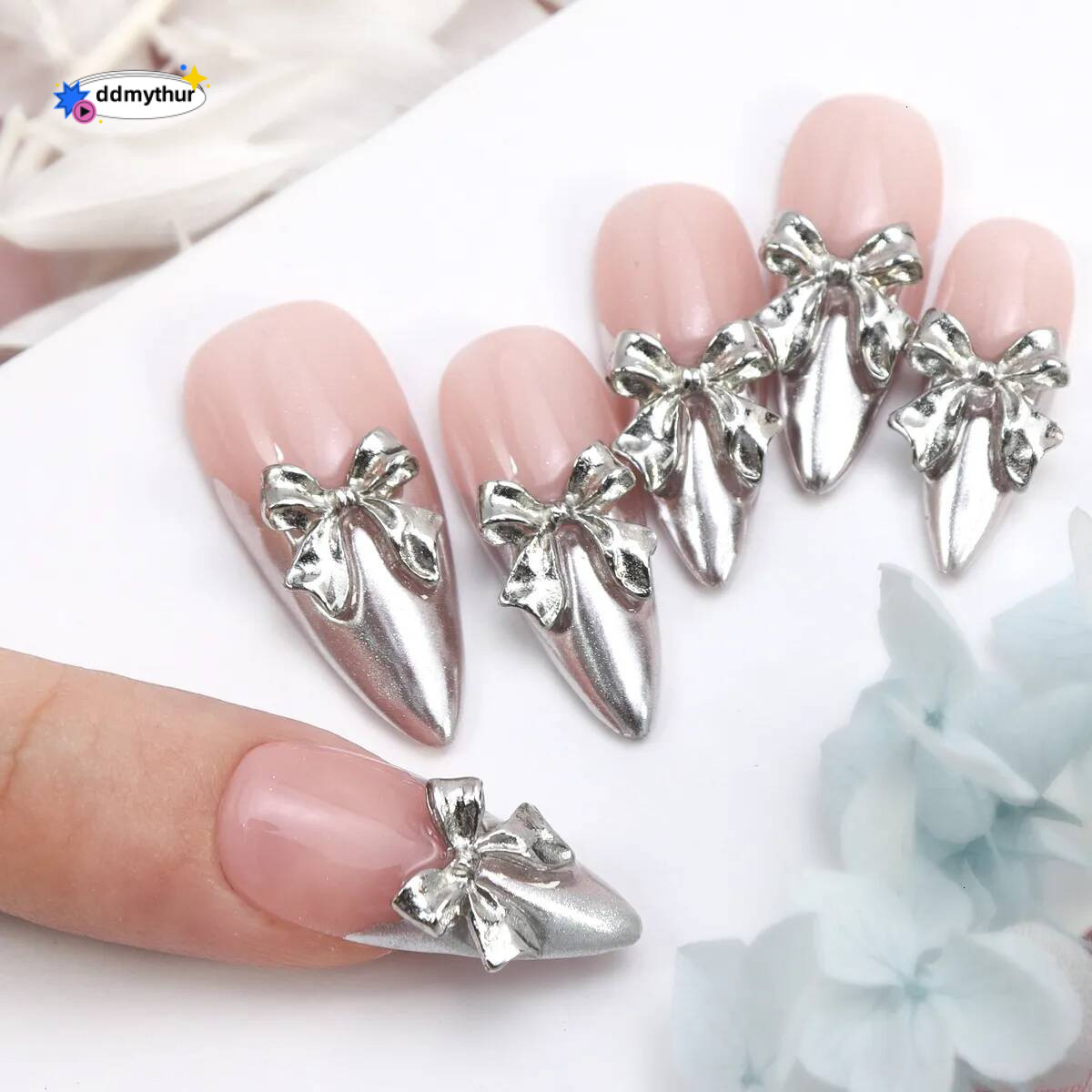 ddmythur Metallic Glossy Al Press-On Nails Kit - 2024 Collection ddmythur