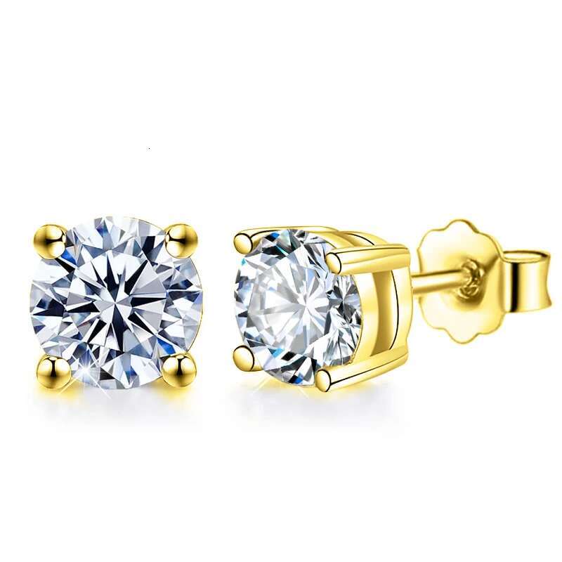KNB D Color Brilliant Round Cut Lab Moissanite Diamond Stud Earrings for Women 925 Sterling Silver Wedding Earrings Fine Jewelry