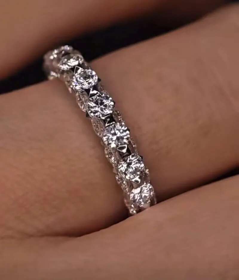 Eternity Lab Diamond Ring 925 sterling silver Jewelry Engagement Wedding band Rings for Women Bridal Fine Party Gift