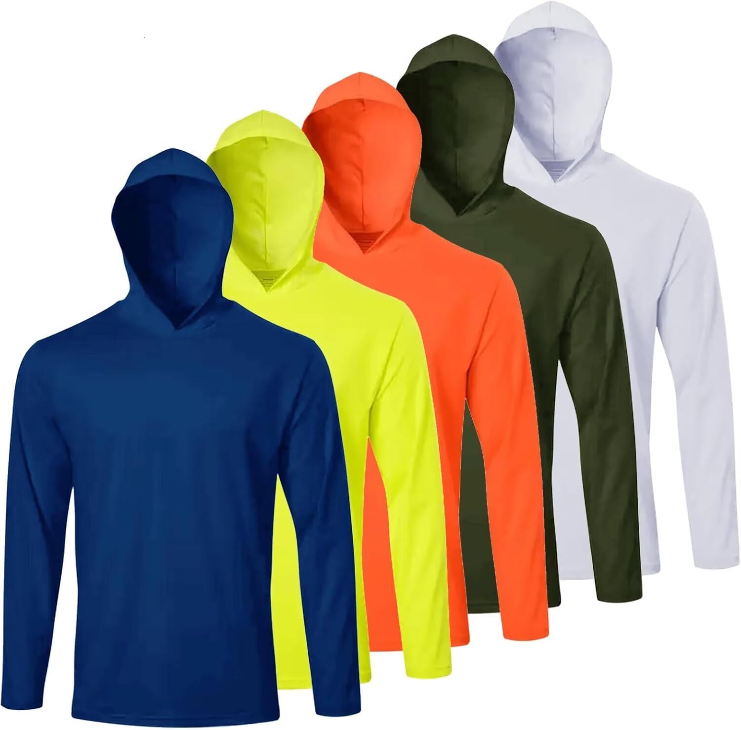 Men's Pack Dry Fit UV Moisture wicking Shirt UPF 50+Breathable Long Sleeve Sunscreen T-shirt with Hoodie