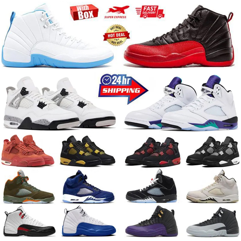 4s 5s 12s with box Basketball Shoes 4 by Brick Navy Cat Fear White Thunder 5 Black Metallic Reimagined 12 Flu Game Melo Blueberry Men Women trainers Sneakers