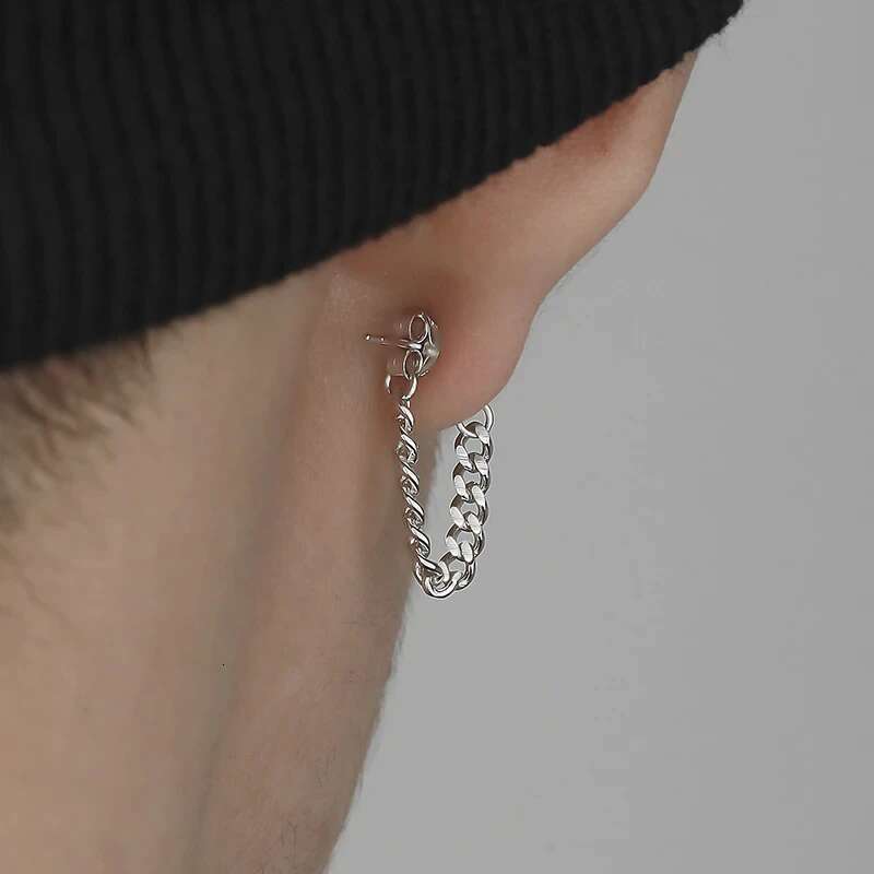 New 1 Pair Titanium Steel Chain Earrings For Men Women Hiphop Rock Punk Fashion Jewelry Piercing Earring