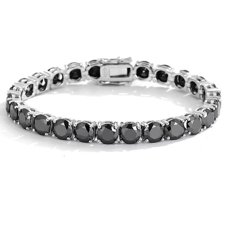 Fashion Black Moissanite Chain S925 Silver 3-4mm Iced Out Moissanite Tennis Chain Tennis Bracelet