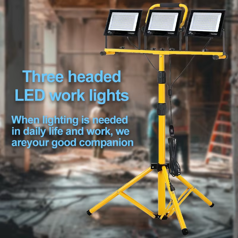 Led Spotlight Outdoor Three Heads LED Tripod Emergency Lamp Outdoor Lighting external LED focus work lights for garage work shop