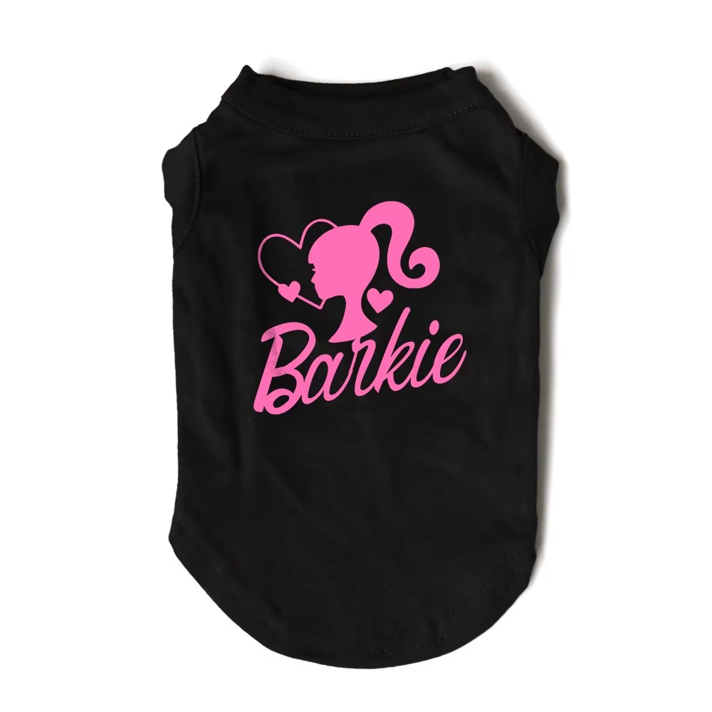 Small Dog T-Shirt for Girls, Imitating Design Pink Girlish Heart Barbie Print Breathable Lightweight Pet Summer Dogs Vest, Girl Puppy Clothes for Chih