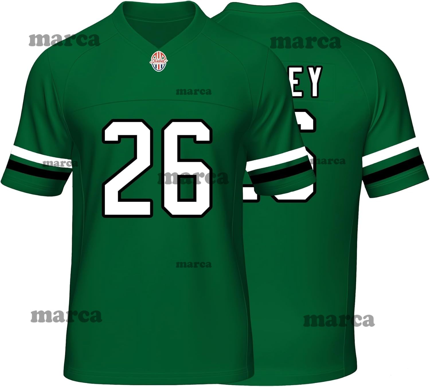Custom Mens/Youth Football Stitched T-Shirt for Sports Fan Green No Brand/Logos