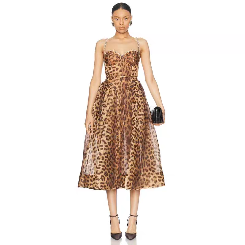 ZIM 2025 Leopard Print dress Fashion Week Show Customized Fashion Tailored clothing womens Fashion Paris.M347