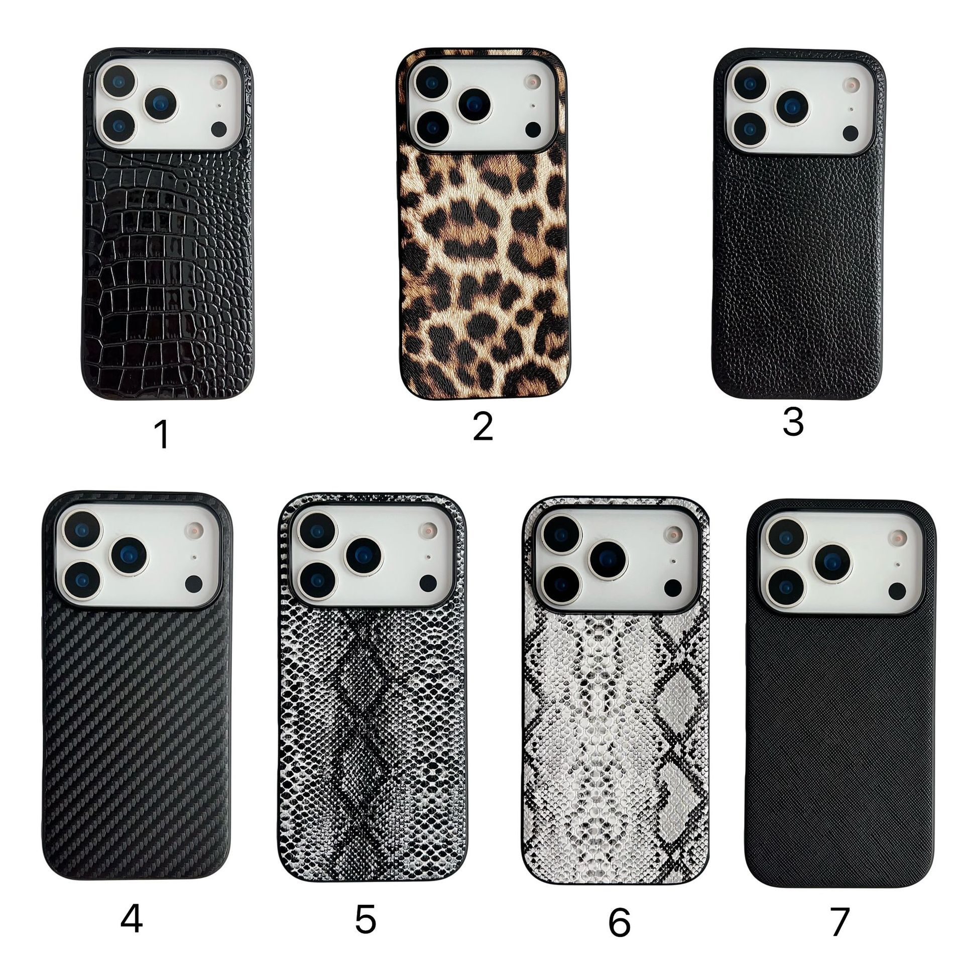 Leopard Leather Texture Phone Case iPhone 17 Pro Max Snake Print Compatible with Apple 16 Pro Fashion Matte Protective Case