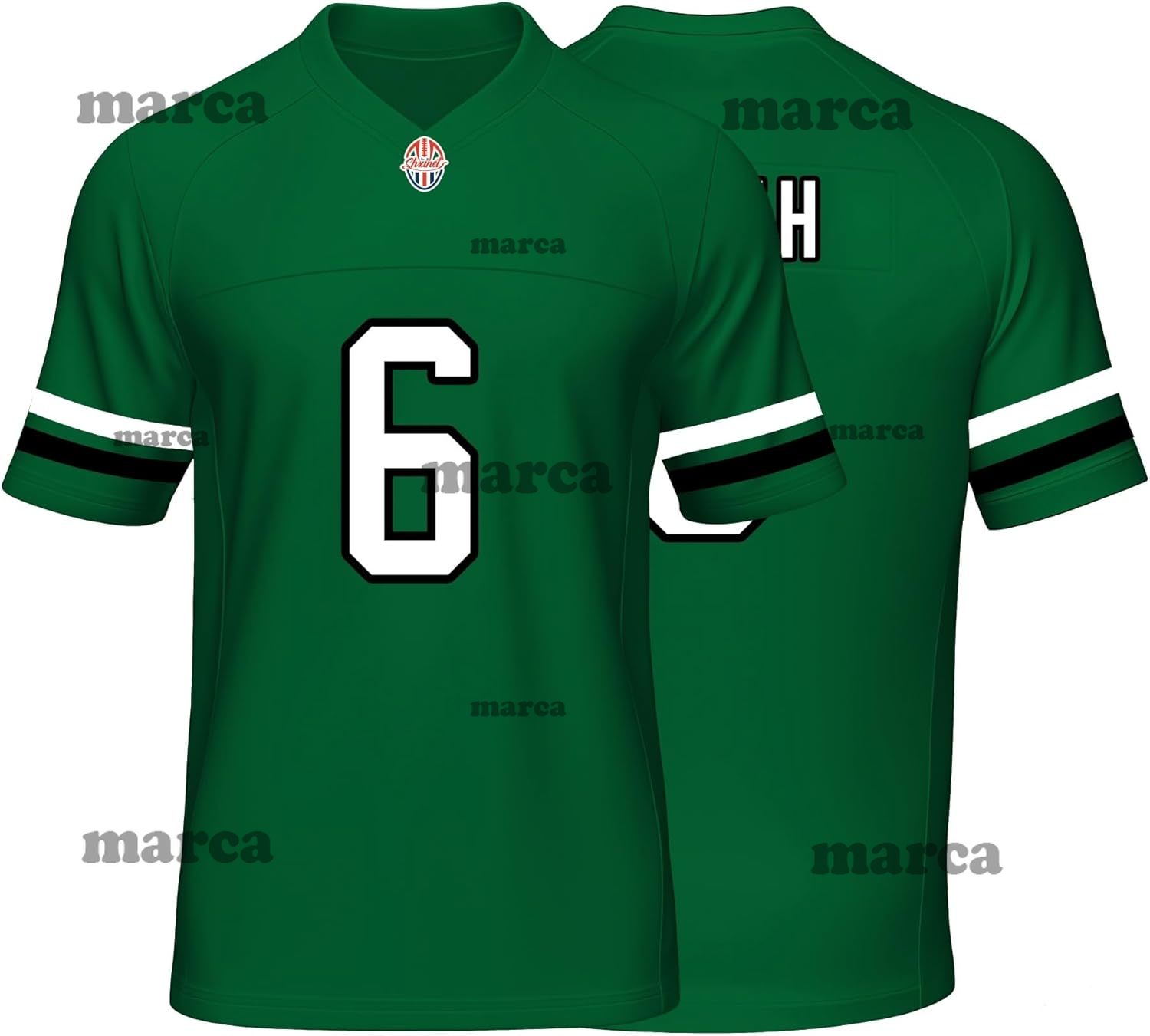 Custom Mens/Youth Football Stitched T-Shirt for Sports Fan Green No Brand/Logos