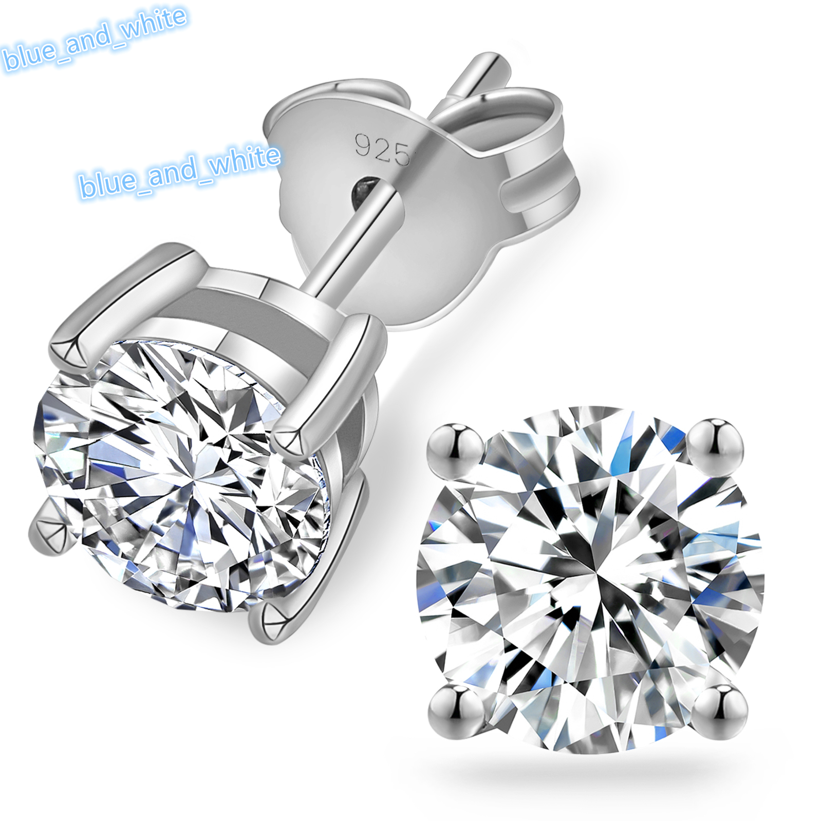 Factory Wholesale 925 Silver 5MM 6.5MM Vvs Diamond Moissanite Earrings Women Men Fine Stud Earring