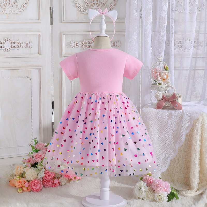 DISNEY Frozen kids designer clothes baby clothes girls' princess Elsa summer dress unicorn print short sleeves net princess dress