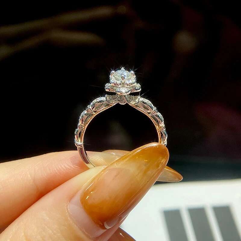 KNB 4MM Moissanite Diamond Rose Spen Gemstone Rings for Woman 925 Sterling Silver Wedding Exquisite High Quality Fine Jewelry