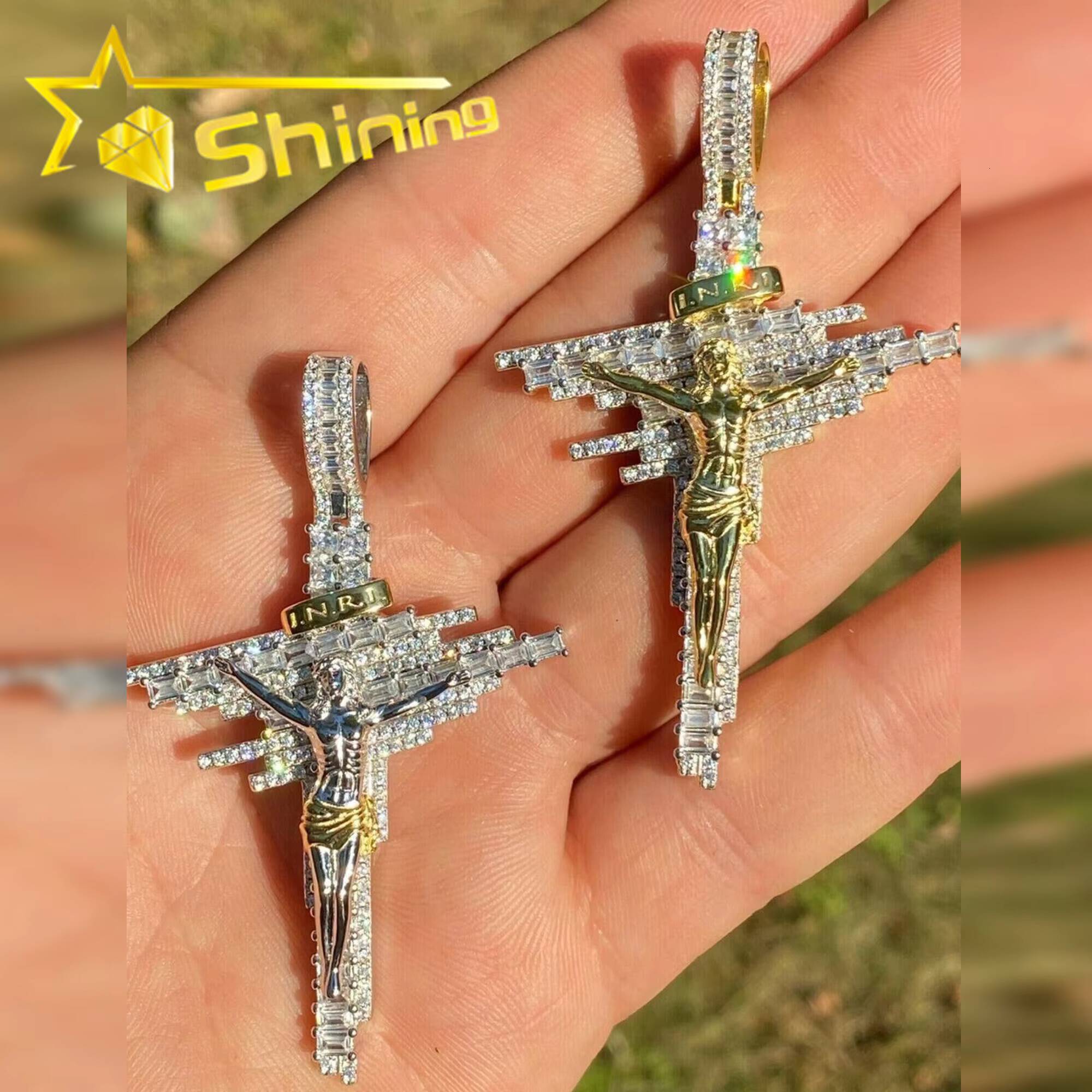 Fashion Jewelry Moissanite Jesus Pendant 925 Silver Gold Plated VVS Moissanite Gra Certified Diamonds Pendant Silver Jewelry