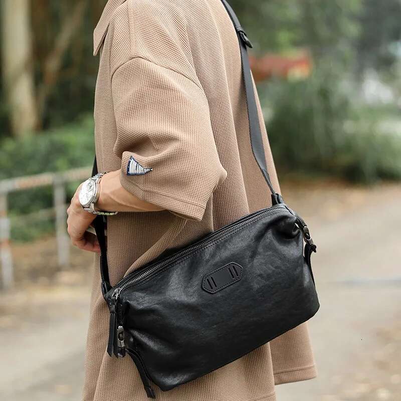 Wmnuo Cow Chest Bag Casual Classic Pillow Messenger Crossbody Men Genuine Leather Cowhide Male Shoulder Sling Waist Bags