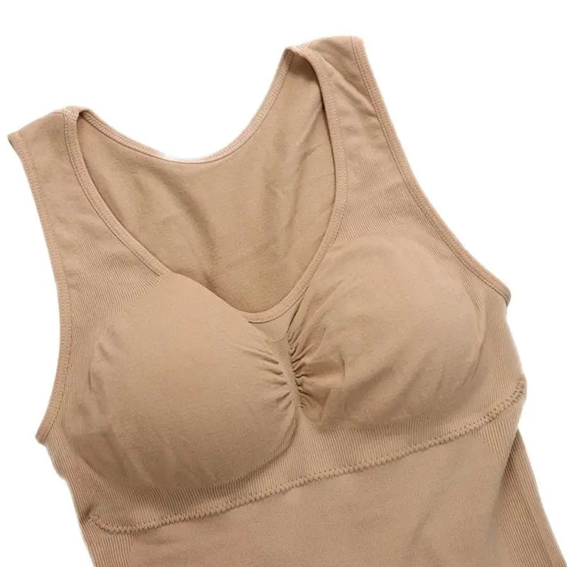 Womens body shaping builtin bra weight loss vest top detachable pad underwear tight corset 250430