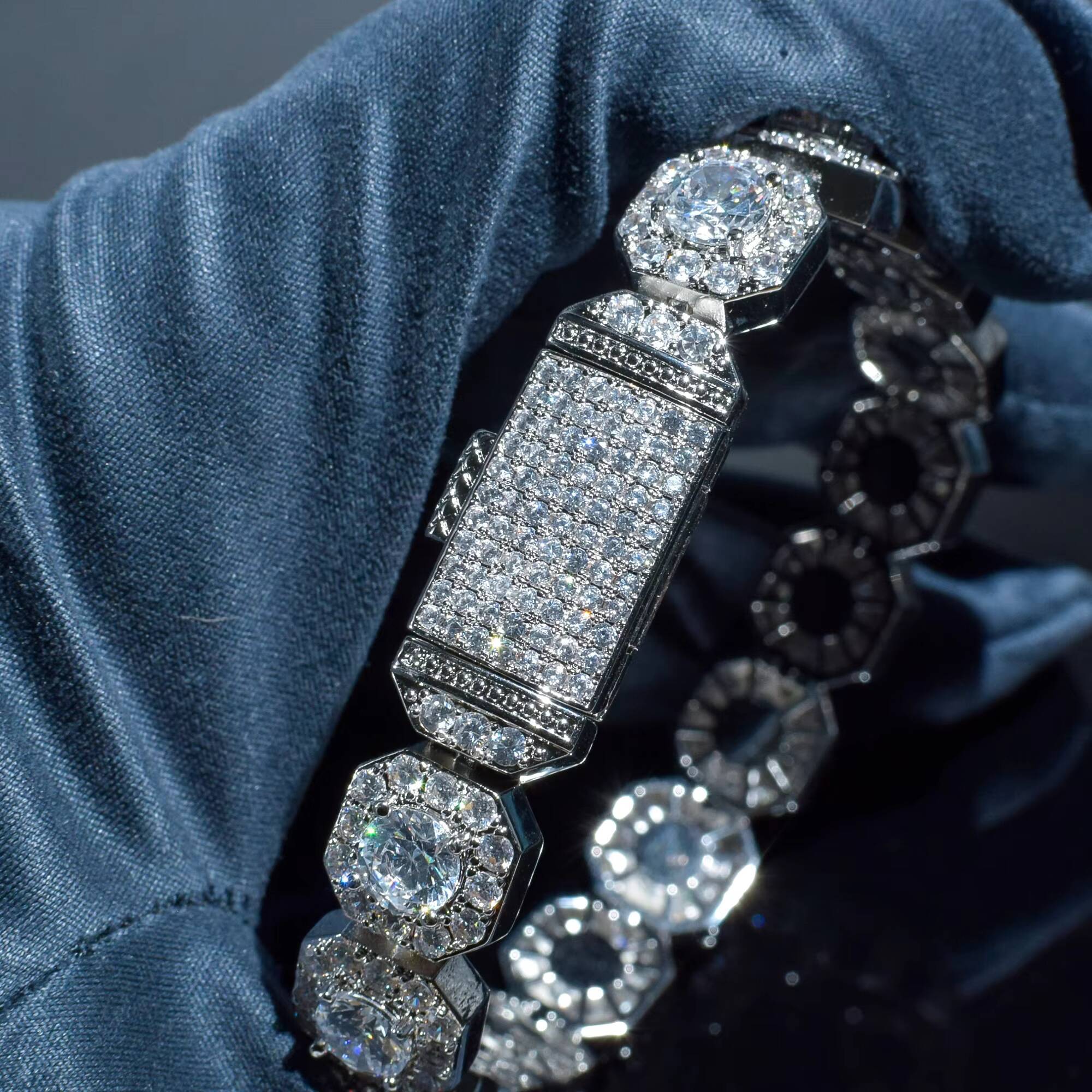 Iced Out Heart Shape CZ Diamond Chain Jewelry for Women Cluster Tennis Bracelet