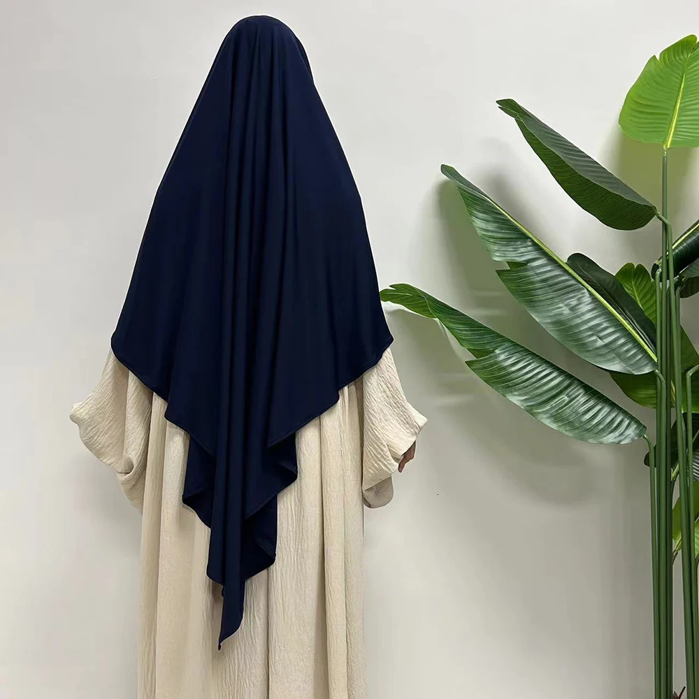 Premium Khimar Stretchy Breathable High Quality One Layer EID Ramadan Muslim Women Islamic Diamond Shape Prayer Hijab 250420
