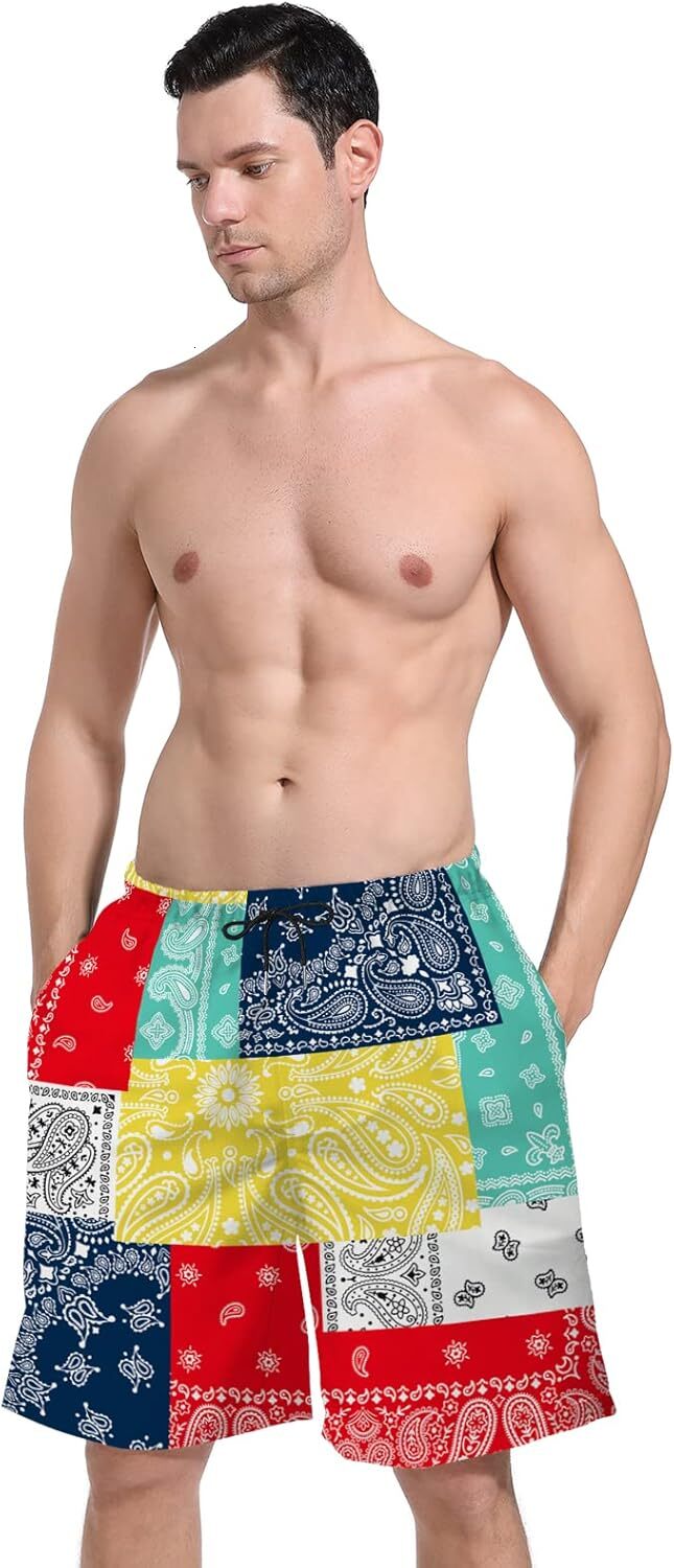 American Flag Mens Swim Trunks Quick Dry Board Shorts with , Breathable Shorts Swimwear Bathing Suits