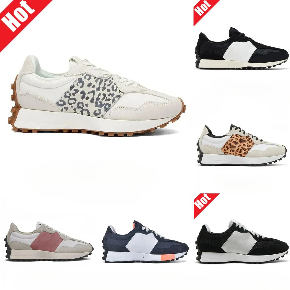 2025 TOP Designer man Running Shoes 327 Athletic Trainers Leopard Sea Salt Suede Oxford Beige Black White Grey Outdoors Sports Gym Sneakers shoes