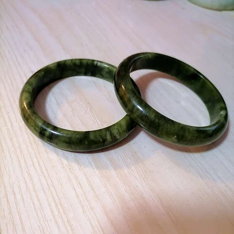 Natural Chinese Southern Jade Hand Carved Wide Band Bracelet Fashion Boutique Jewelry Men's And Women's Turquoise Bangle
