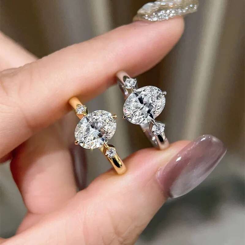 Oval 2 Carat 7*9mm Moissanite Wedding Ring Women Luxury Engagement Jewelry Pass Diamond Test 925 Sterling Silver Rings
