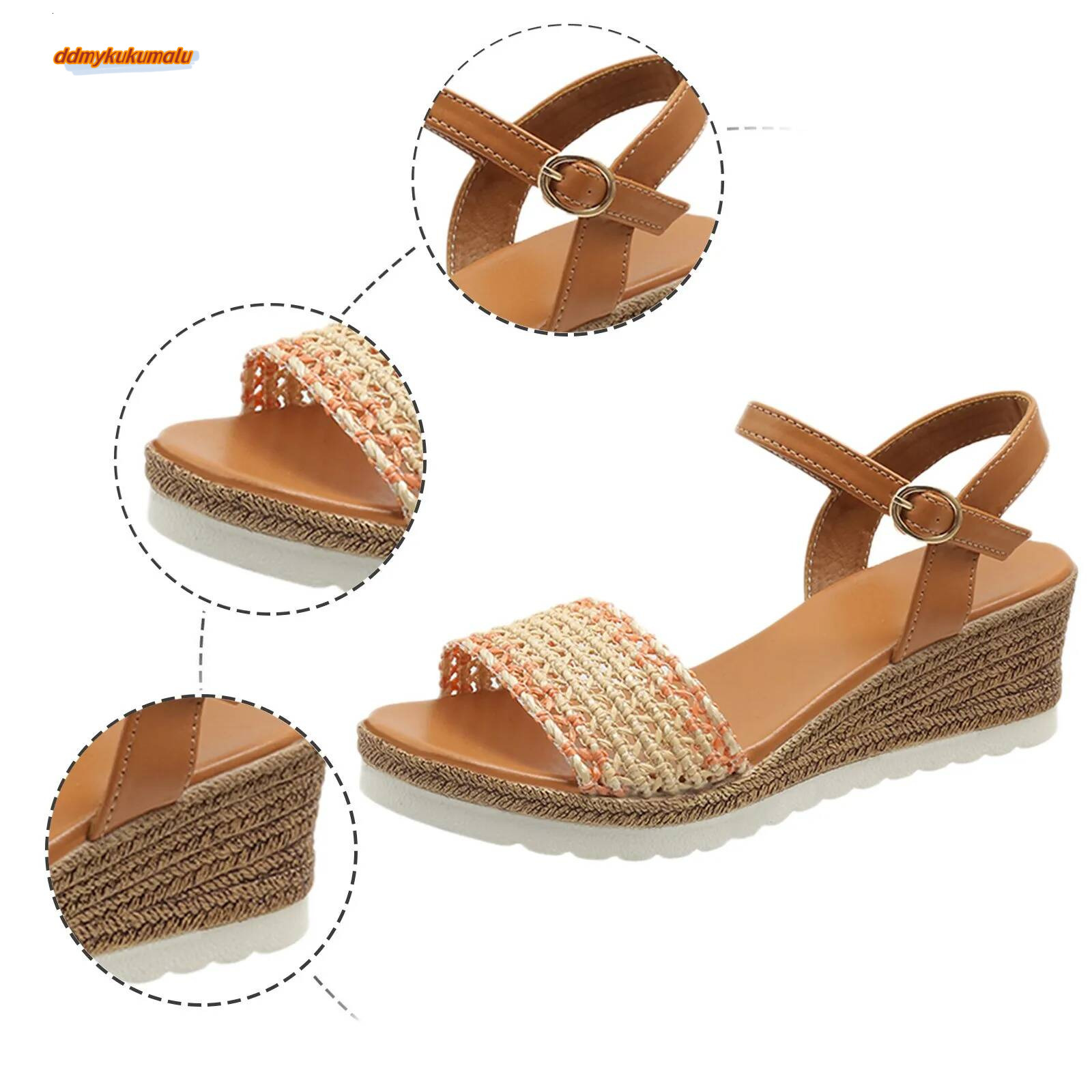 Brand Women Slingback Sandals Women'S Summer Fashion Open Toe Thick Bottom Slope Heel Zapatos Mujer 2024 Tendencia ddmykukumalu