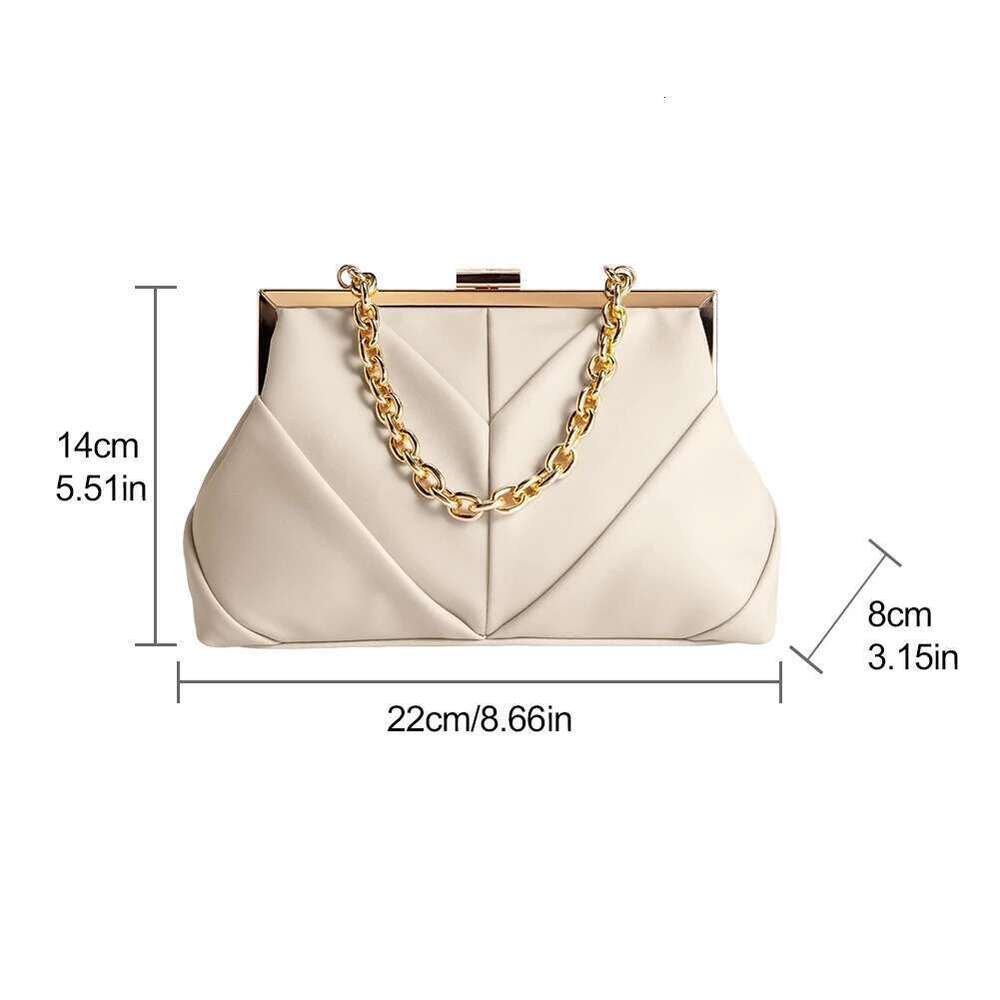 High-end Banquet Dumpling Bags PU Fashion Chian Handbag Solid Classy Evening Clutch Purse Wedding Prom Party Clip Dinner Satchel