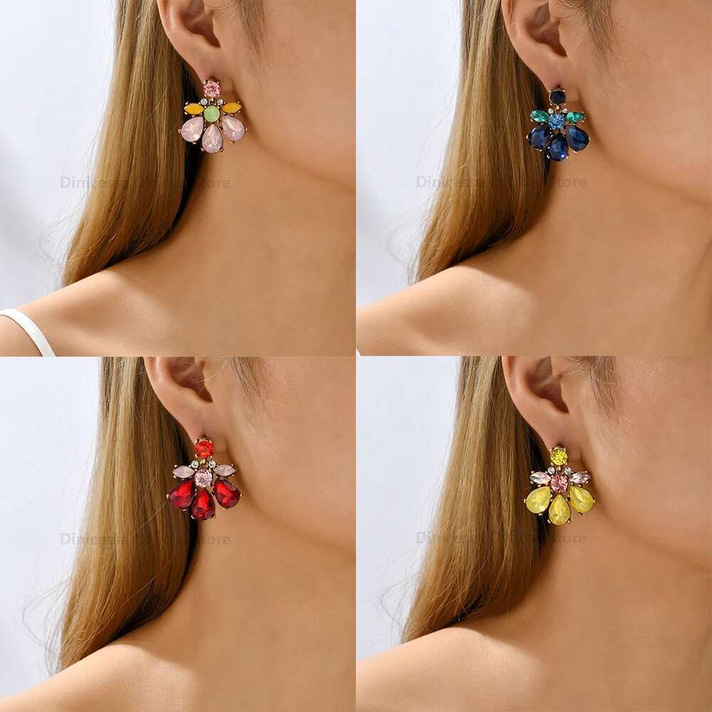 Fashion Design Decor Wedding Party Pendant Jewelry Charm Shiny Crystal Geometric Dangle Earrings For Women Accessories