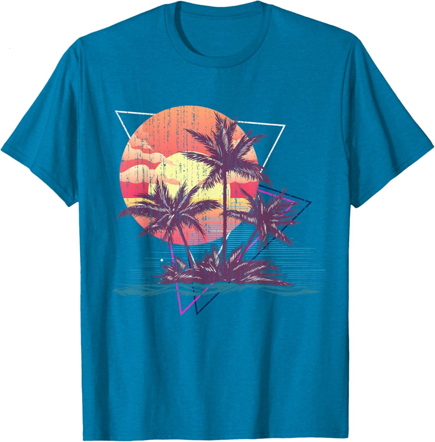 T shirt for Mens Retro Palm Trees Beach Sunset Tropical Summer Graphic Tee Casual Tops Clothes Short sleeve Trendy Fashion