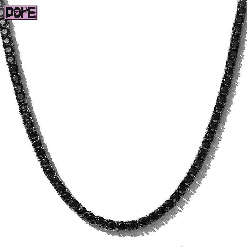 Hiphop Tennis Chain Moissanite 5mm Black 925 Silver Custom VVS Iced Out Moissanite Tennis Chain
