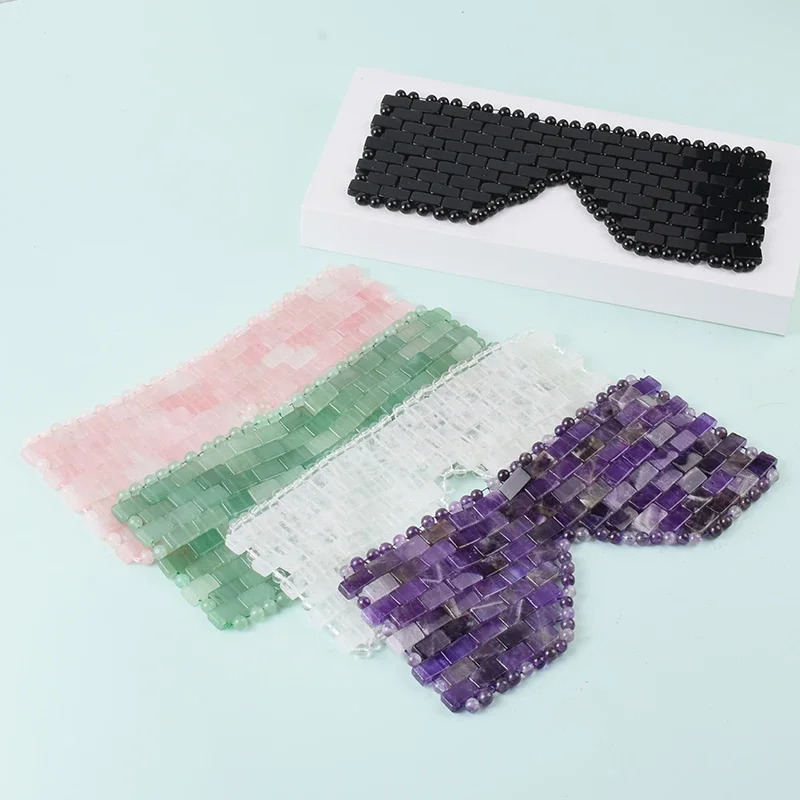 Rose Quartz Jade Eye Mask WIth Box Eye Massager Natural Stone Sleep Mask Relaxation Face Massager Facial Massage Tools 250424