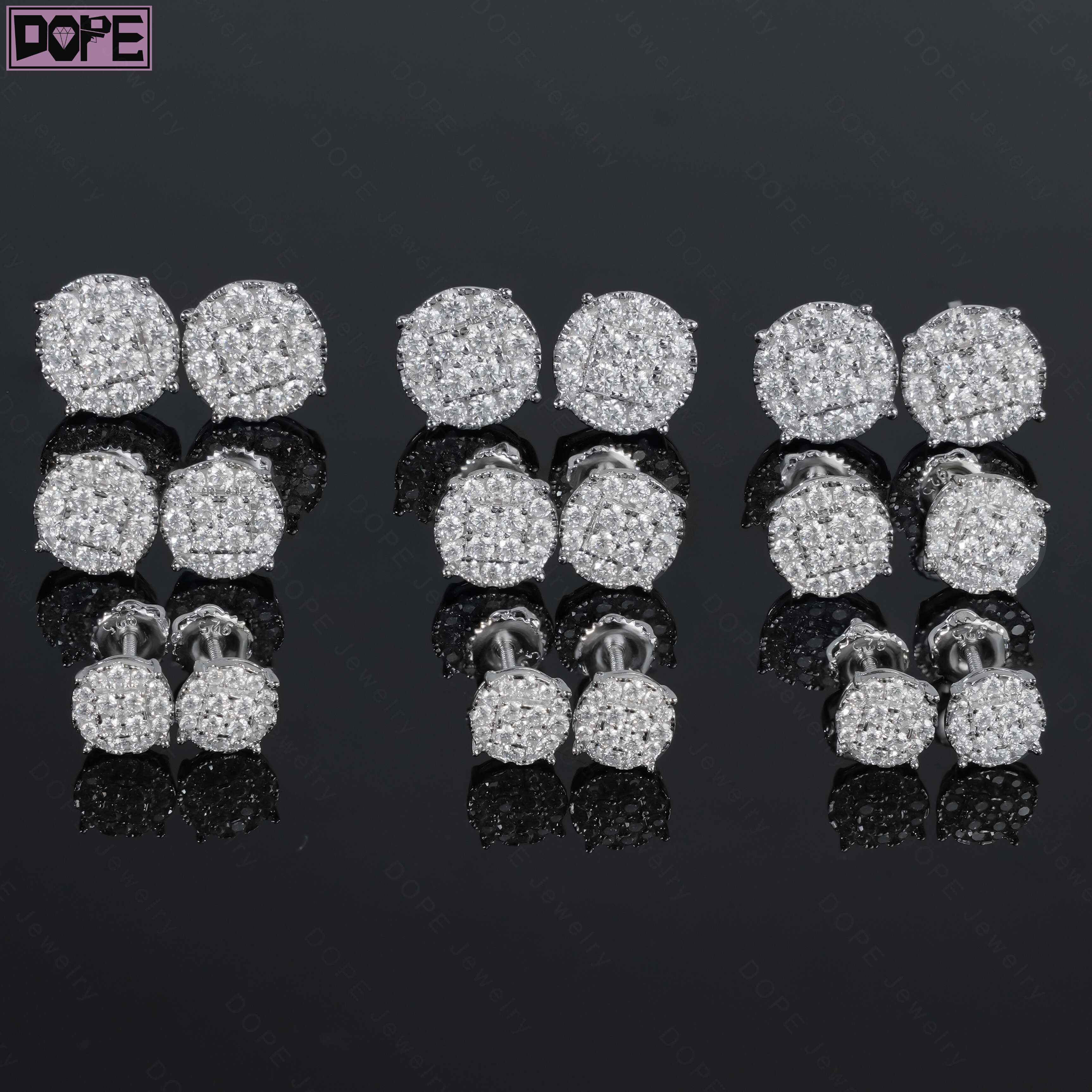 Fine Jewelry Diamonds Earrings VVS Lab Grown Diamond IGI Iced Out Cluster 925 Silver Round Stud Earrings