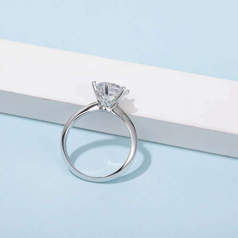 T Home Classic 6 Claw Moissanite Ring Female 18K White Gold Crown 3 Carat Wedding Engagement Ring Party Exquisite Gift Jewelry