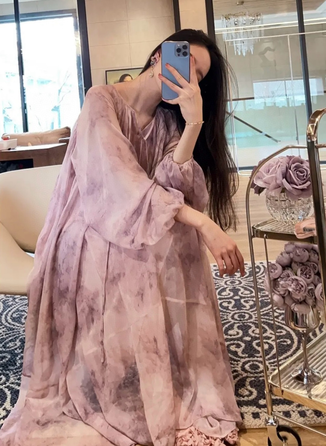 2025 Purple gradient dress Fashion Week Show Customized Fashion Tailored clothing womens Fashion Paris.M313