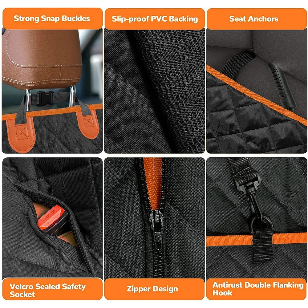 DC Pet Dog Car Seat Cover Waterproof Pet Travel Dog Strap Pendant Car Rear Seat Protection Pad Dog Safety Strap 250427