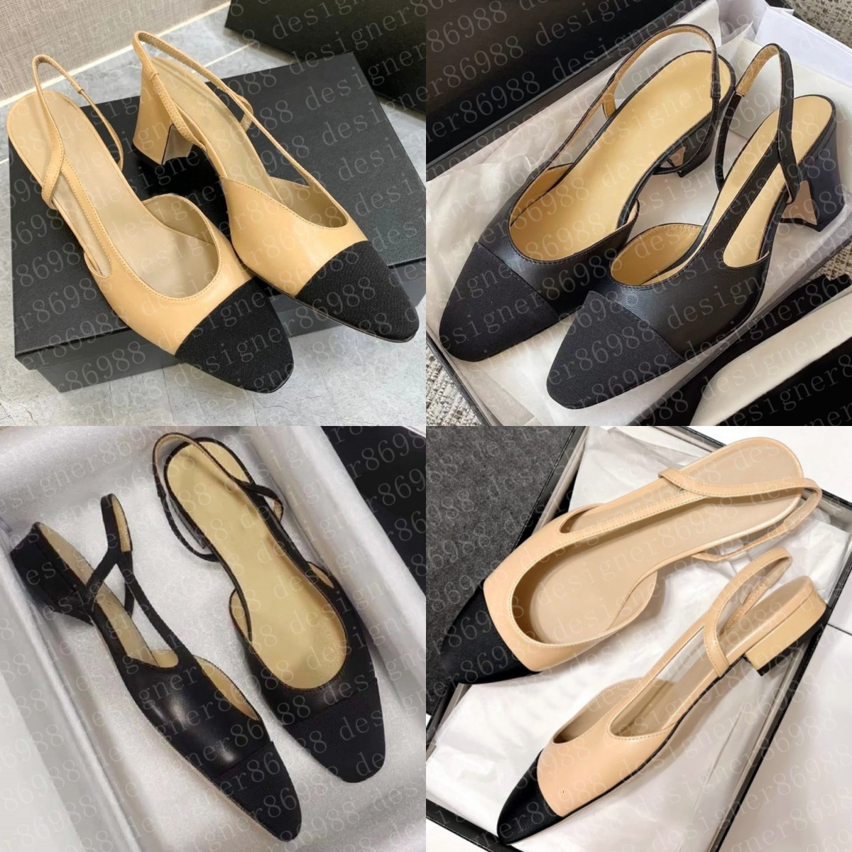 Ballet Flats Slingbacks Sandal designer heels shoes High-heeled shoe Dress shoes women black Flat boat shoe Luxury Lady leather Loafers Genuine Slingback 35-42