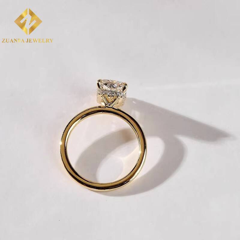 Zuanfa Jewelry Custom Crushed Ice 14K Solid Gold Lab Grown Diamond Wedding Rings Lab Diamonds Rings Radiant Cutting